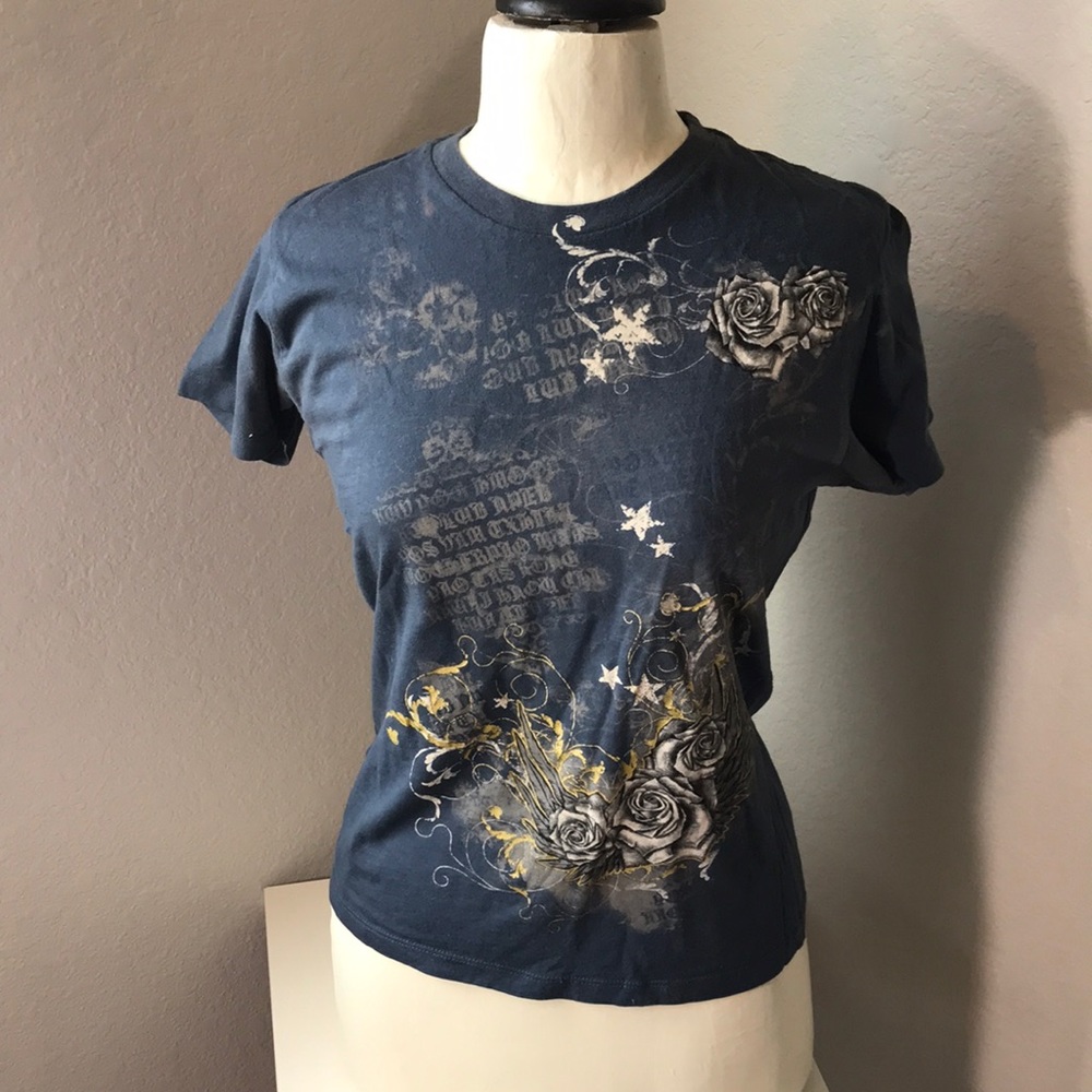 Gray Blue and White Rose Star and Print size XL